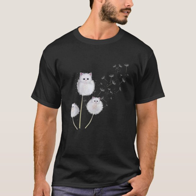 Pretending Cat Dandelion Flower Cat Lover Cute Des T Shirt (Framsida)