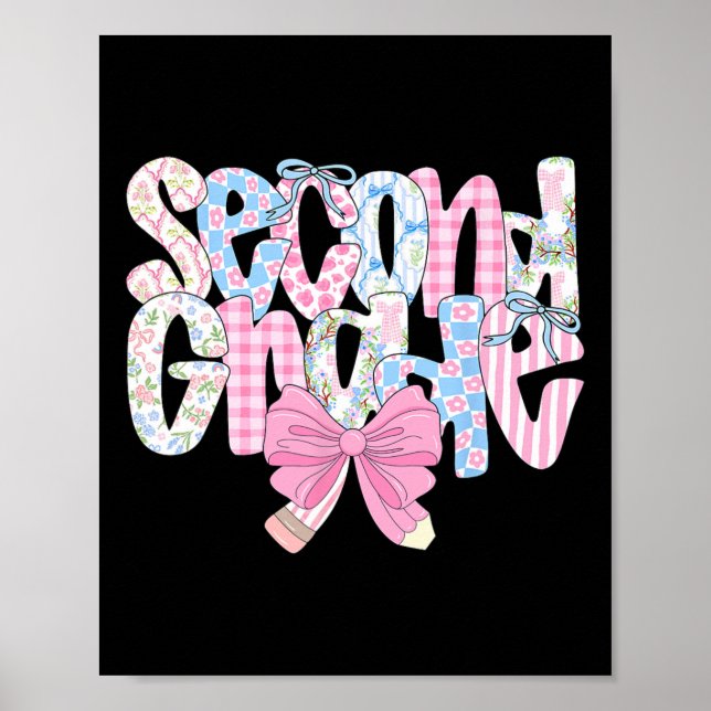 Pretentiös lärare i andra klass Blå blommig Coquet Poster (Framsidan)