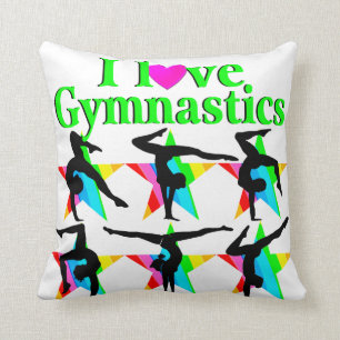 PRETIG GRÖN JAG ÄLSKAR GYMNASTIK DESIGN KUDDE