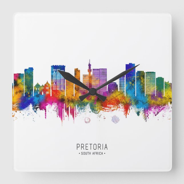 Pretoria South Afrika Skyline Fyrkantig Klocka (Framsida)