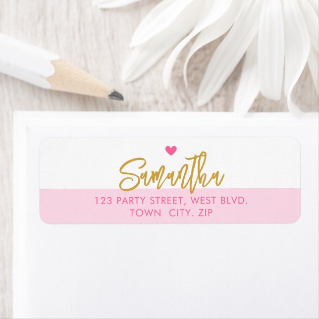 PRETT snyggt modern rosa guld Returadress Etikett (Insitu)