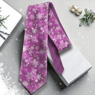 Prettiest Snöflingor Mönster Orchid Rosa ID846 Slips