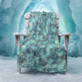 Prettiest Snöflingor Mönster Teal ID846 Fleecefilt