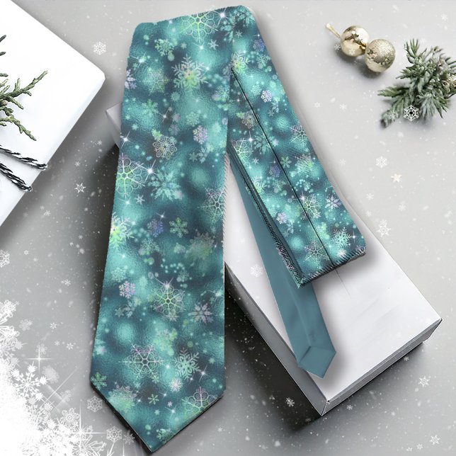 Prettiest Snöflingor Mönster Teal ID846 Slips (Skapare uppladdad)