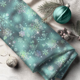 Prettiest Snöflingor Mönster Teal ID846 Tyg