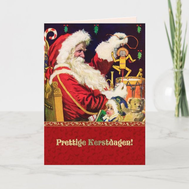 Prettige Kerstdagen. Julkort på nederländska Helgkort (Framsida)