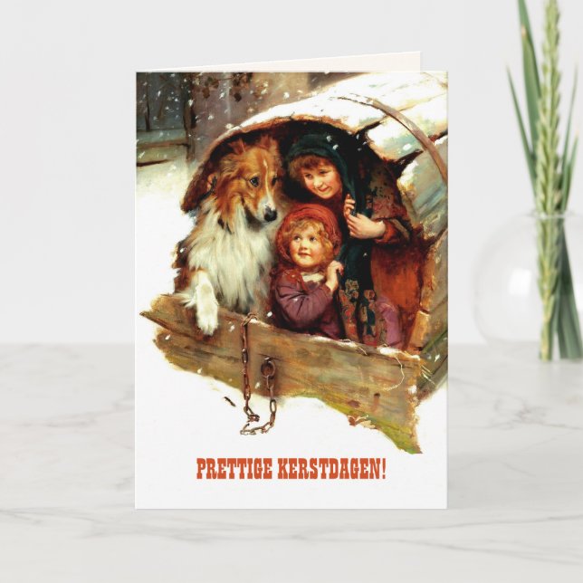 Prettige Kerstdagen. Julkort på nederländska Helgkort (Framsida)