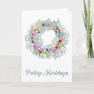 Prettige Kerstdagen, nederländskt julkrans Helgkort