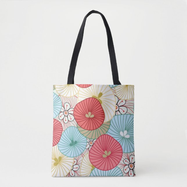 Pretty Abract Colorful Busy Floral Pattern Tygkasse (Framsida)