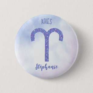 Pretty Aries Astrology Sign Personalized Purple Knapp