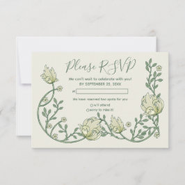 Pretty art nouveau flowers rsvp card OSA kort
