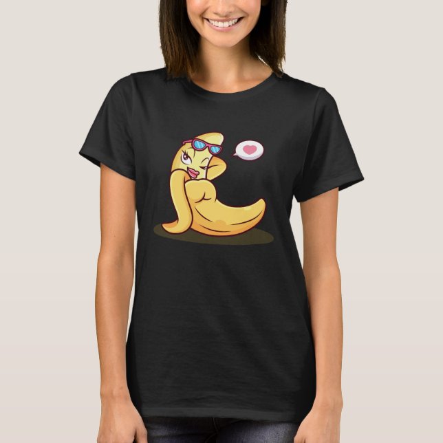 Pretty Banana & Cute Pose Funny Banana Mothers Day T Shirt (Framsida)