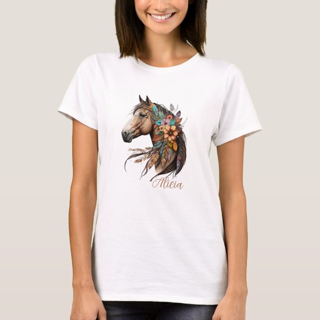 Pretty Bay Horse T-Shirt with Name (Framsida)