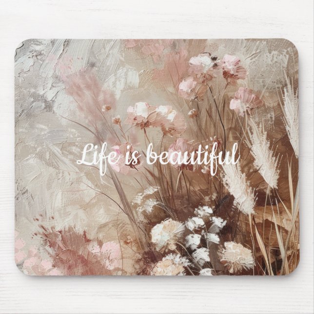 Pretty Beige Blush Pink Boho Floral  Musmatta (Framsidan)
