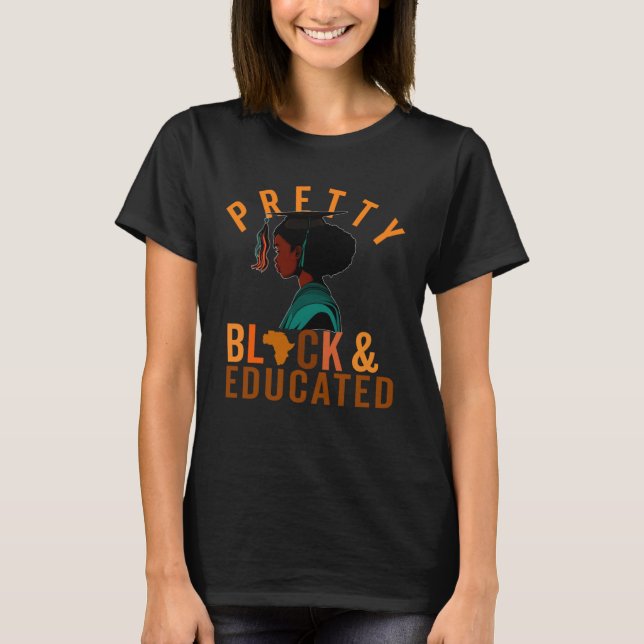 Pretty Black and Educated Kids Youth Girl Black Af T Shirt (Framsida)
