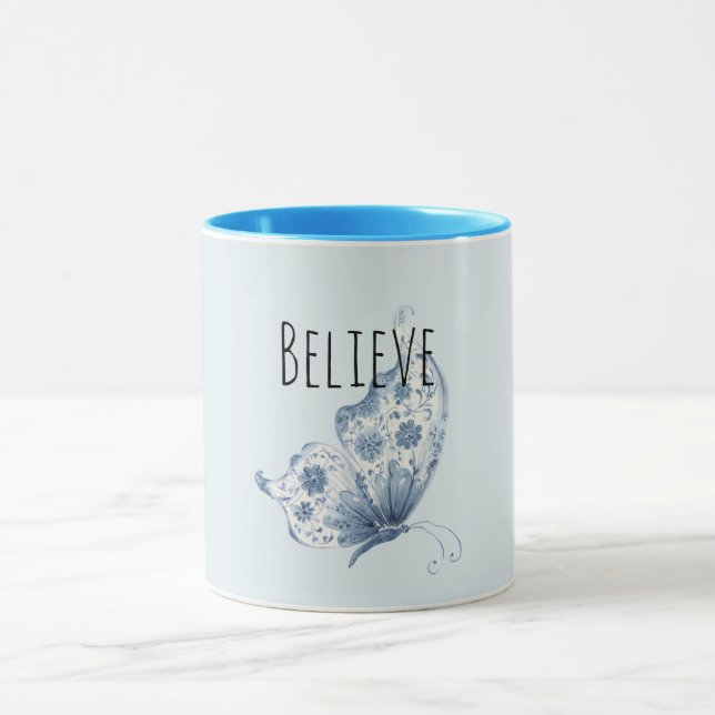 Pretty Blue Believe Butterfly Mugg (Center)