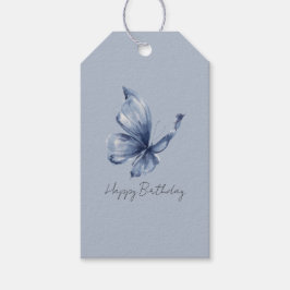 Pretty Blue Butterfly Birthday Presentetikett