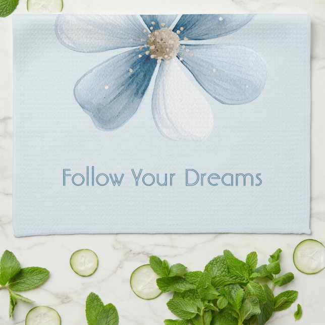 Pretty Blue Flower Kökshandduk (Vikta)