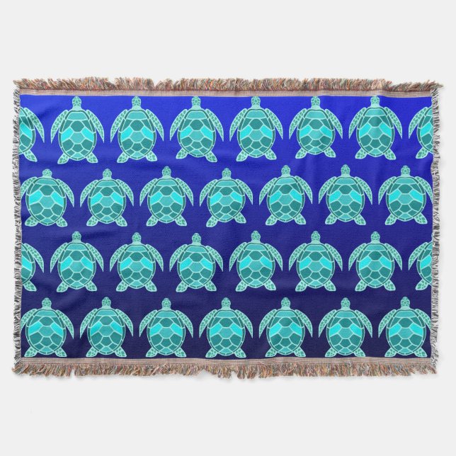 Pretty Blue green turquoise teal turtles pattern  Filt (Framsidan)