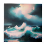 Pretty Blue Ocean waves painting Kakelplatta<br><div class="desc">Blue Ocean waves painting</div>
