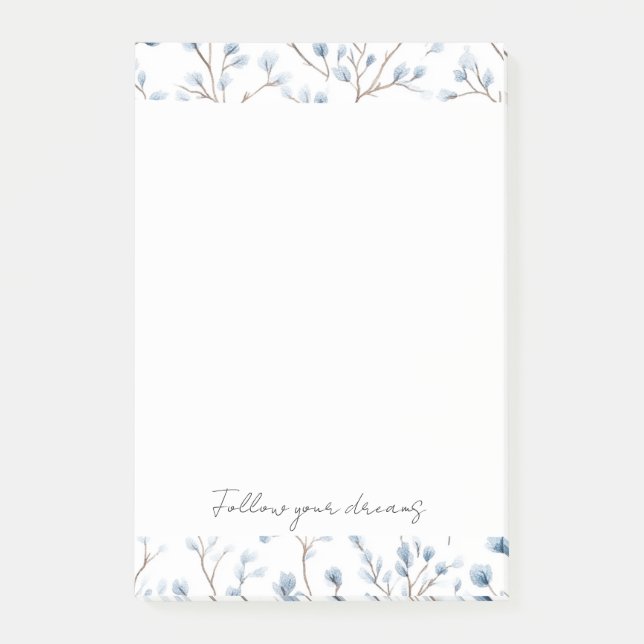 Pretty Blue White Flowers Post-it Block (Framsida)