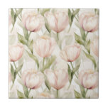 Pretty Blush Pink Cream Tulips Floral  Kakelplatta<br><div class="desc">Pretty Blush Pink Cream Tulips Floral Romantic</div>