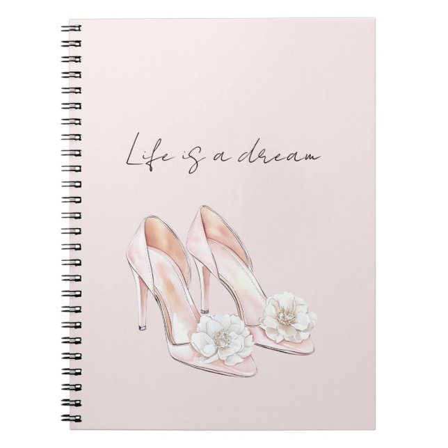 Pretty Blush Pink Heels White with White Flowers   Anteckningsbok (Framsidan)