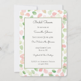 Pretty Blush Pink Mint Flower Petals Bridal Shower Inbjudningar