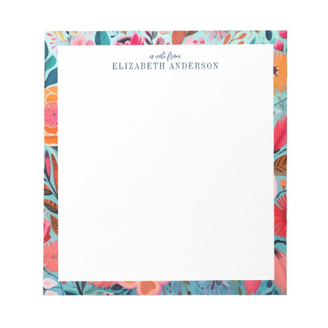 Pretty Botanical Girly Floral Frame  Anteckningsblock (Framsida)