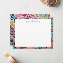 Pretty Botanical Girly Floral Frame  Anteckningskort