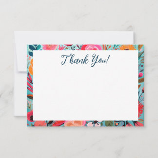 Pretty Botanical Girly Floral Thank You Tack Kort