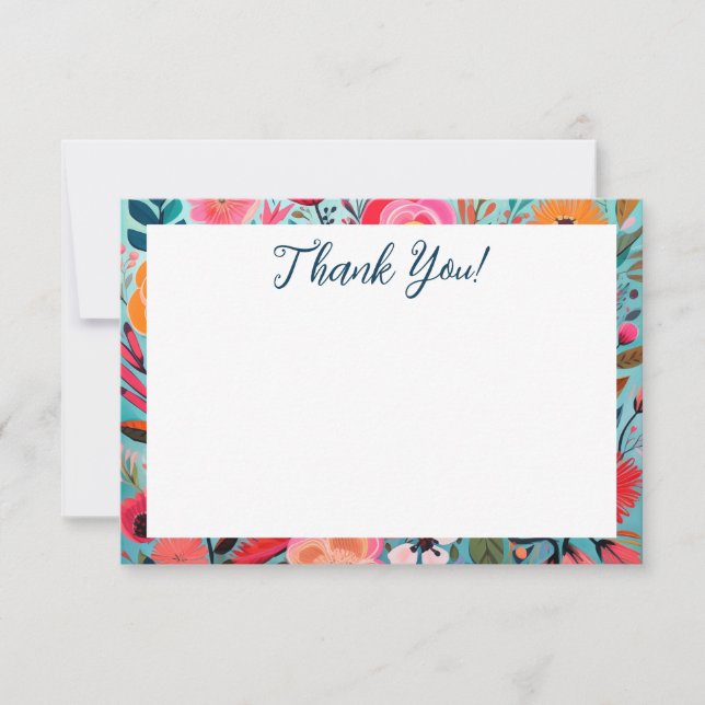Pretty Botanical Girly Floral Thank You Tack Kort (Framsida)