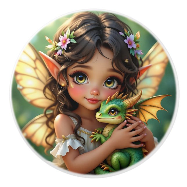 Pretty Brown Eyed Fairy and Dragon  Knopp (Framsidan)