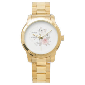 Pretty But Savage White Cat Rose Watch Armbandsur