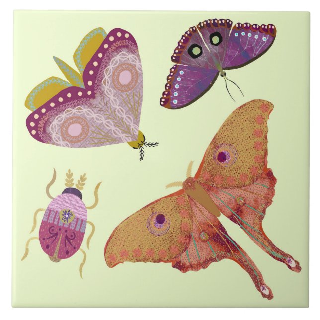 Pretty Butterflies Ceramic Tile Kakelplatta (Framsidan)