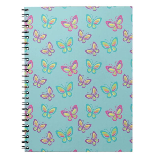 Pretty Butterfly Pattern Blue Anteckningsbok (Framsidan)