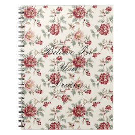 Pretty Chic Red Cream Floral  Anteckningsbok