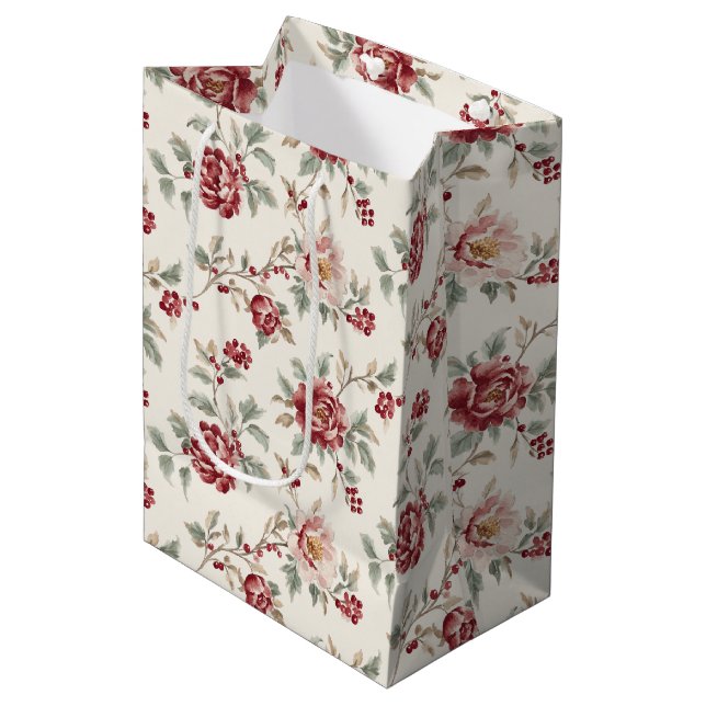 Pretty Chic Red Cream Floral Christmas (Framsidan Vinklad)