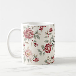 Pretty Chic Red Cream Floral   Kaffemugg