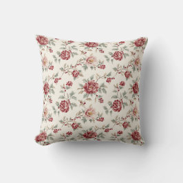 Pretty Chic Red Cream Floral   Kudde