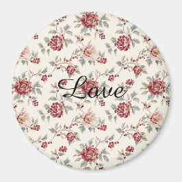 Pretty Chic Red Cream Floral   Magnet