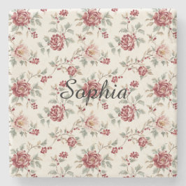 Pretty Chic Red Cream Floral   Stenunderlägg