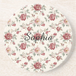Pretty Chic Red Cream Floral   Underlägg