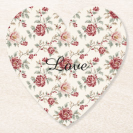 Pretty Chic Red Cream Floral   Underlägg Papper