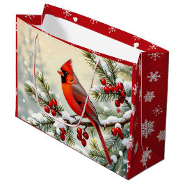 Pretty Christmas Cardinal and Snowflakes Christmas