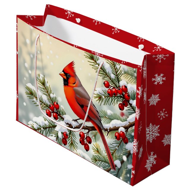 Pretty Christmas Cardinal and Snowflakes Christmas (Framsidan Vinklad)