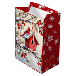 Pretty Christmas Cardinal & Birdhouse Snowflakes
