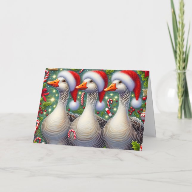 Pretty Christmas Geese Helgkort (Framsida)