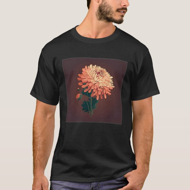 Pretty Chrysanthemum Flower Illustration Unique Wo T Shirt (Framsida)