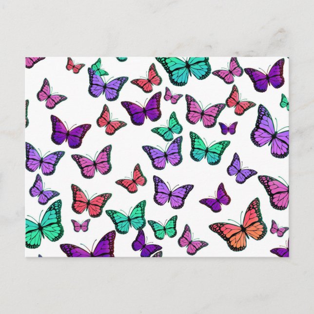 Pretty Colorful Butterflies Pattern Vykort (Framsida)